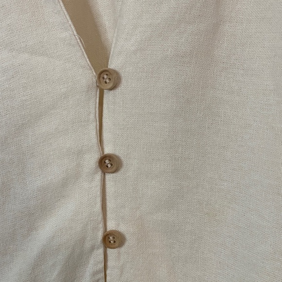 Zara Cream Long Sleeve Dress Size M 53% lino 47% Viscose - Picture 8 of 16